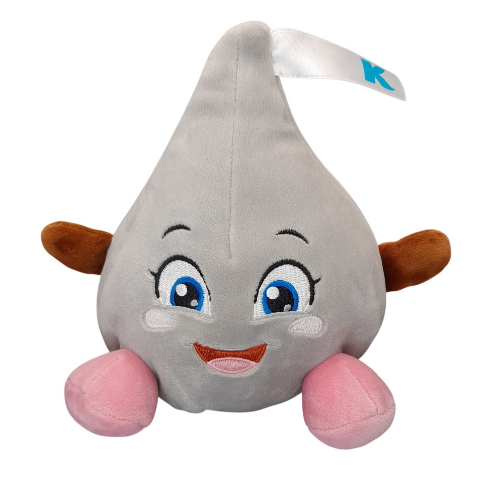 Hershey Kisses Plush Toy Gray Candy Character Stuffed Animal 7 Inch Blue Eyes